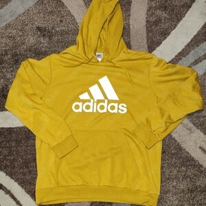 Adidas XL Mustard Yellow Hoodie with White Logo